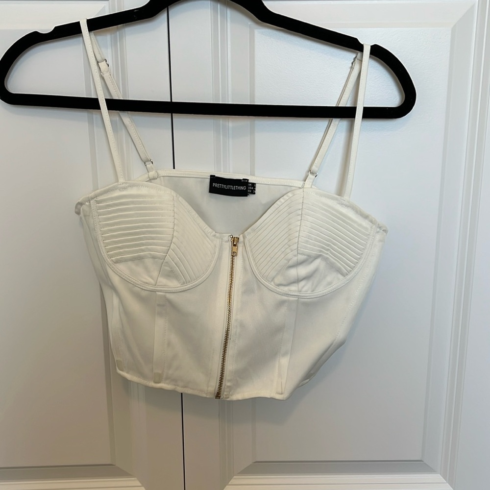 Pretty Little Thing White Corset Top